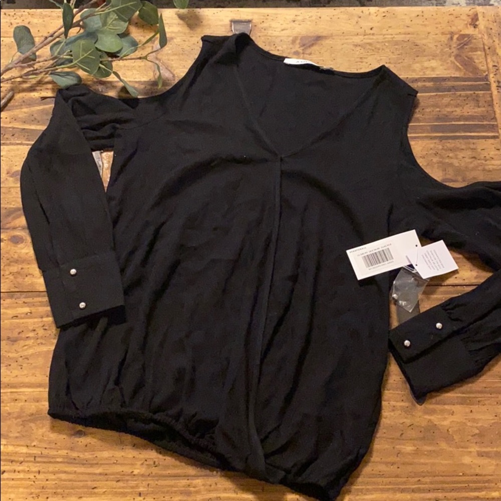 Black JustFab Cold Shoulder Blouse